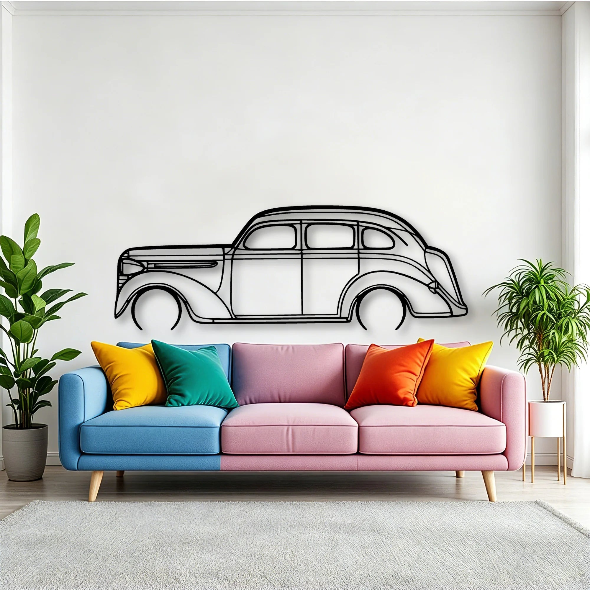 Sedan 1938 Classic Silhouette Metal Wall Art - Tinvibe