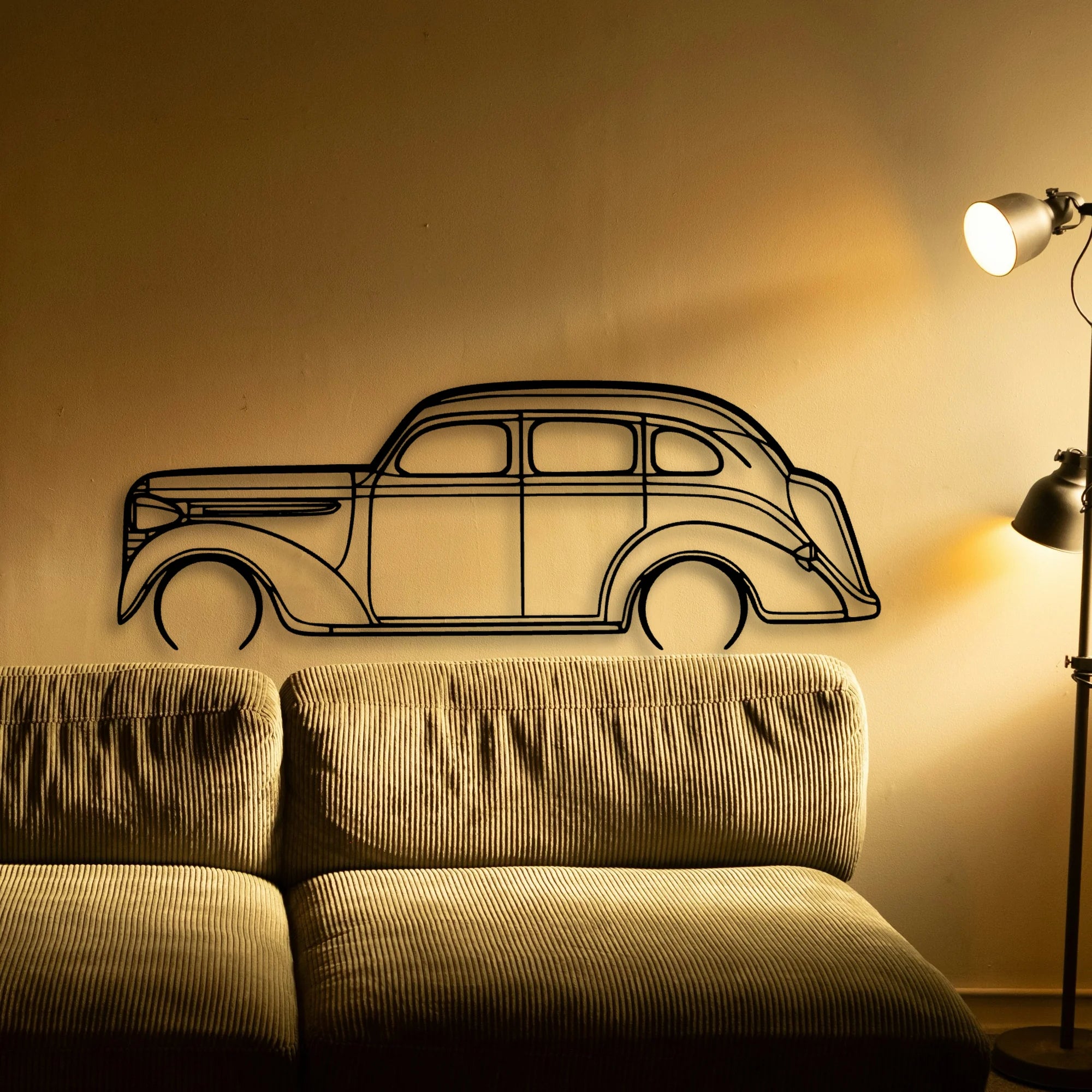 Sedan 1938 Classic Silhouette Metal Wall Art - Tinvibe