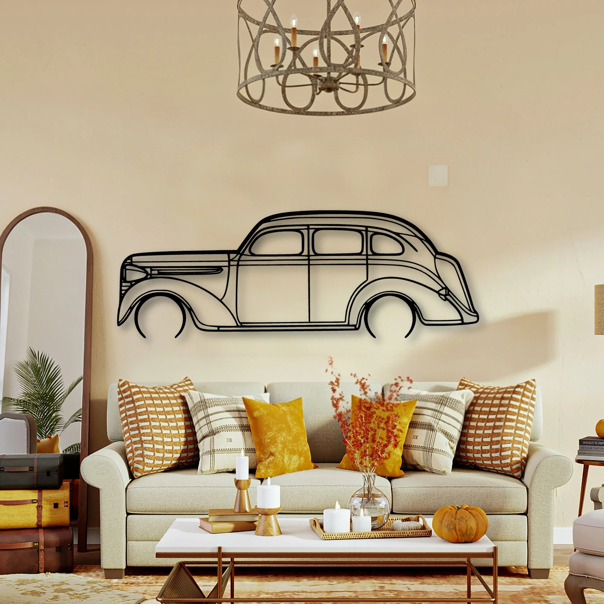 Sedan 1938 Classic Silhouette Metal Wall Art - Tinvibe