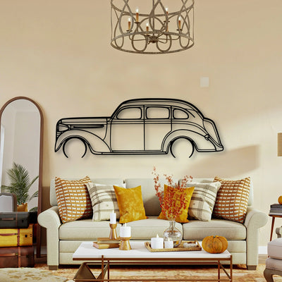 Sedan 1938 Classic Silhouette Metal Wall Art - Tinvibe