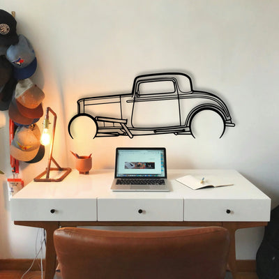 Street ROD 1932 Classic Silhouette Metal Wall Art - Tinvibe
