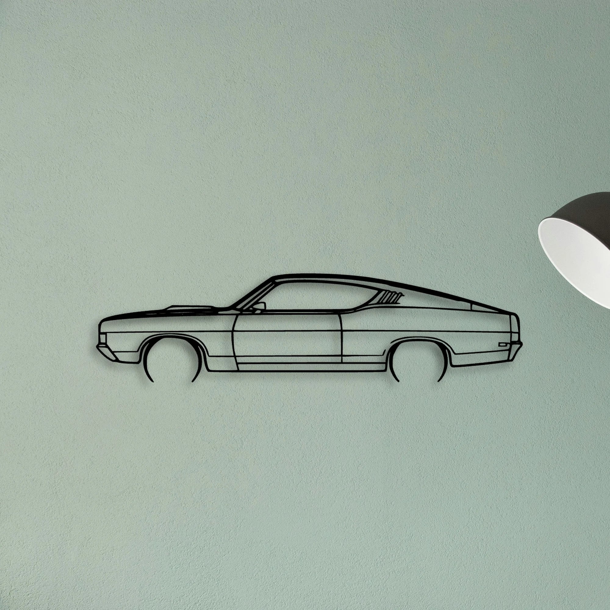 Torino GT Fastback 1969 Classic Silhouette Metal Wall Art - Tinvibe