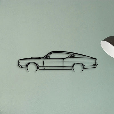 Torino GT Fastback 1969 Classic Silhouette Metal Wall Art - Tinvibe