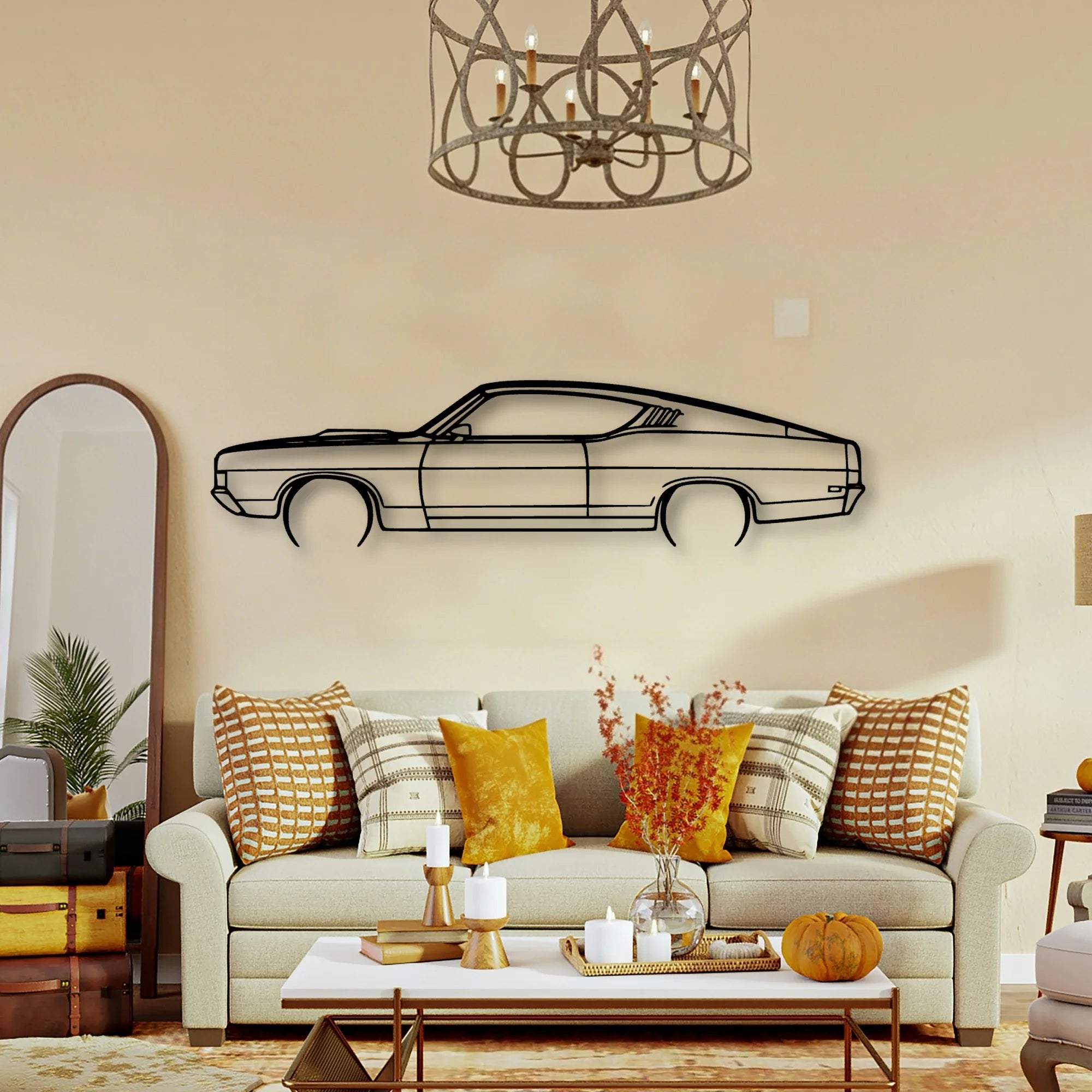 Torino GT Fastback 1969 Classic Silhouette Metal Wall Art - Tinvibe