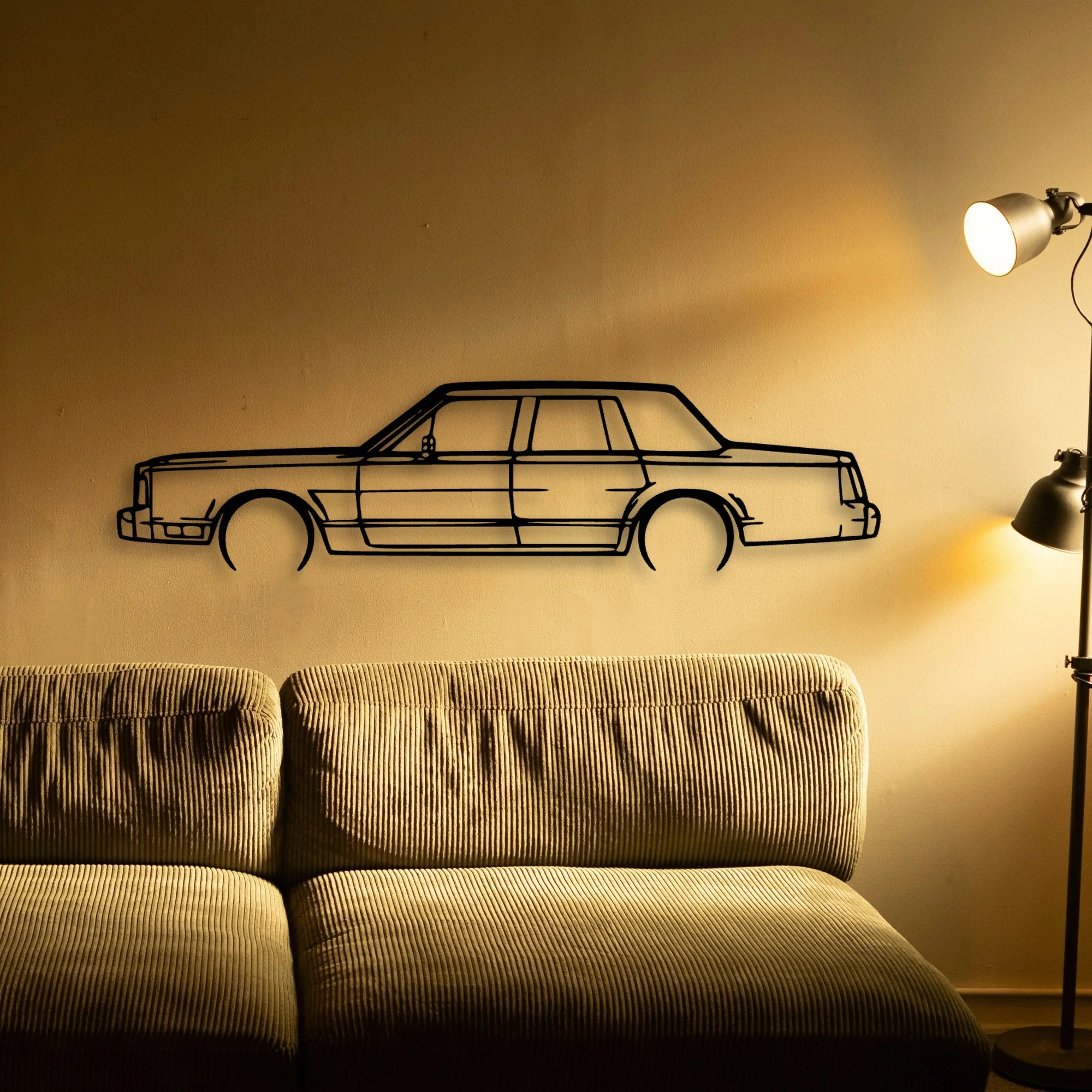 Town CAR 1988 Classic Silhouette Metal Wall Art - Tinvibe