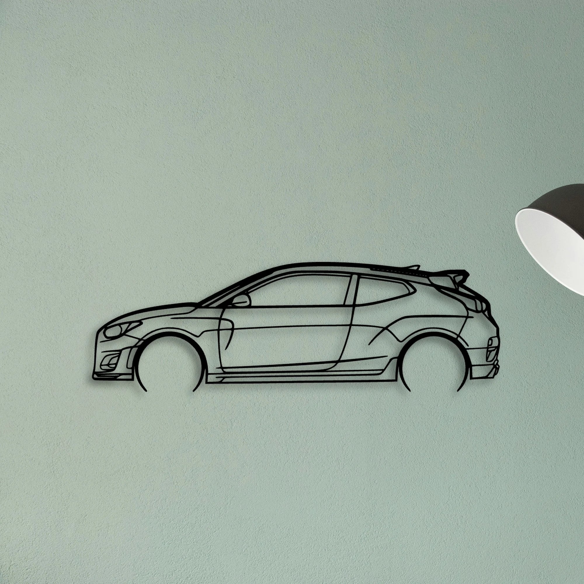 Veloster N 2 Classic Silhouette Metal Wall Art - Tinvibe