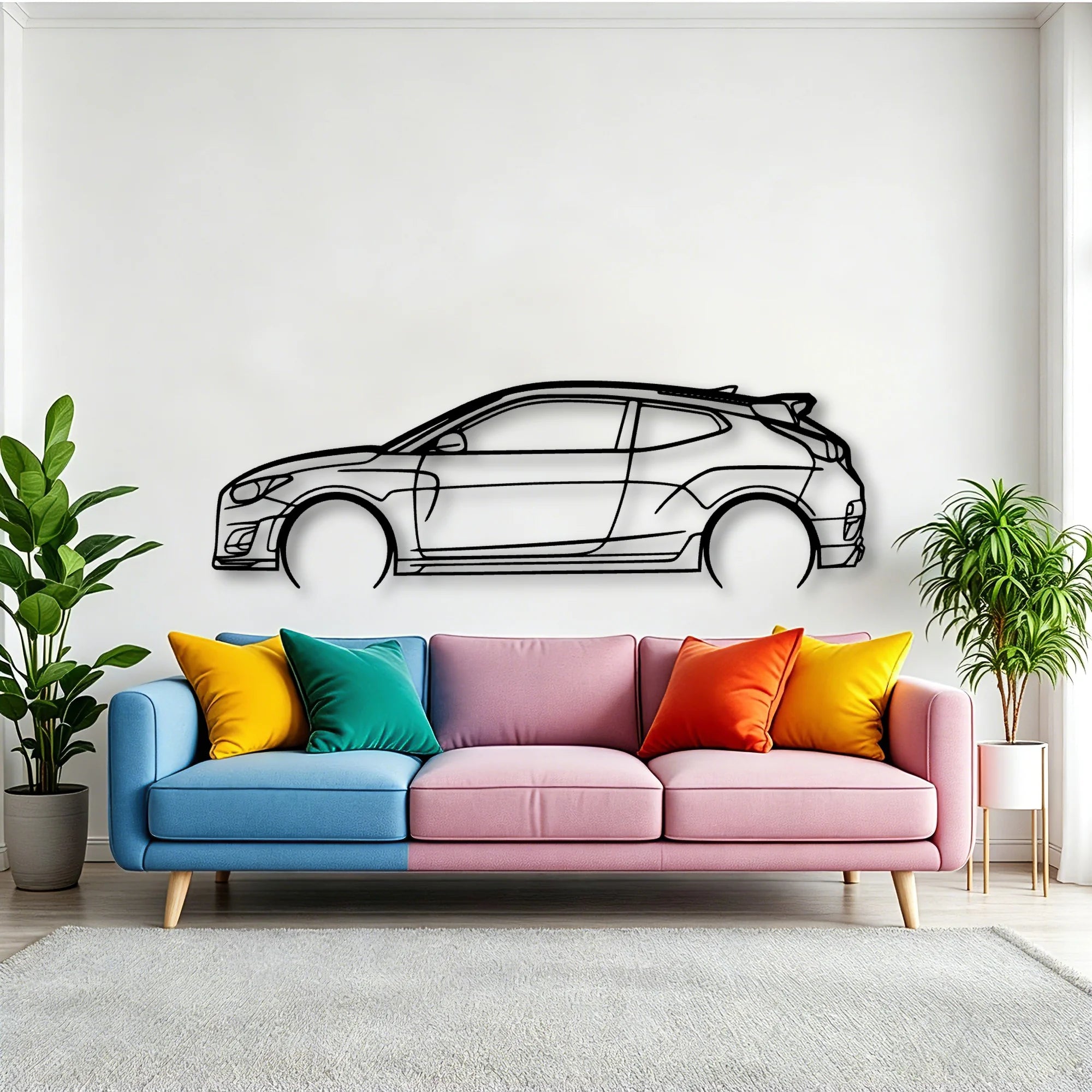 Veloster N 2 Classic Silhouette Metal Wall Art - Tinvibe