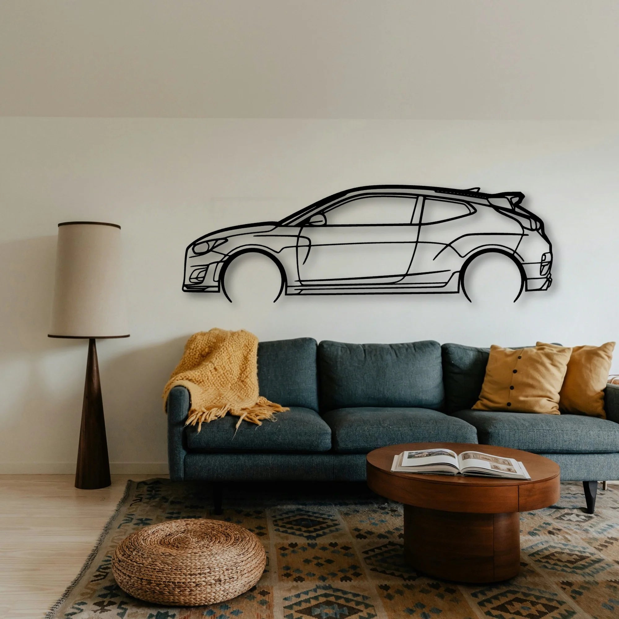 Veloster N 2 Classic Silhouette Metal Wall Art - Tinvibe