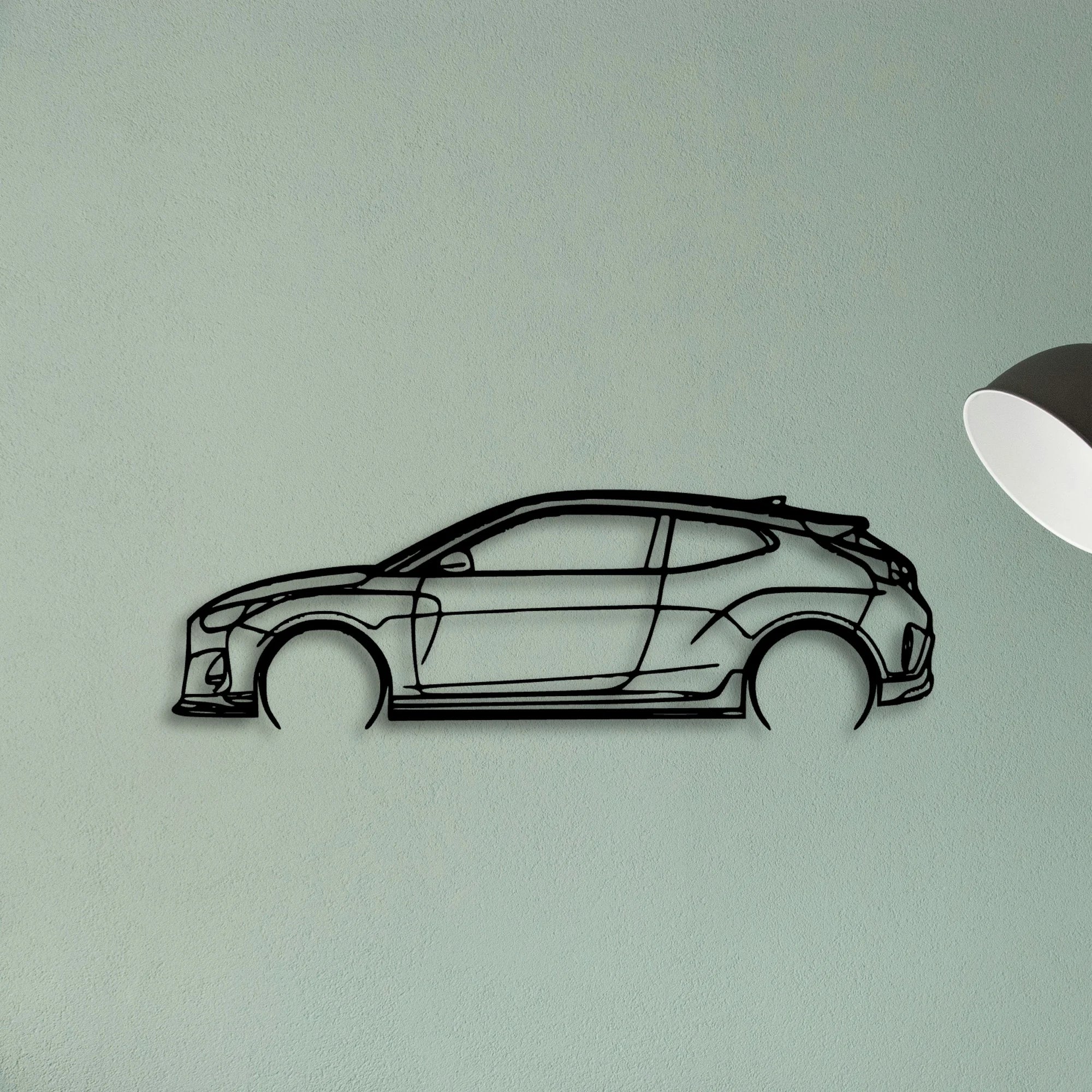 Veloster R 2020 Classic Silhouette Metal Wall Art - Tinvibe