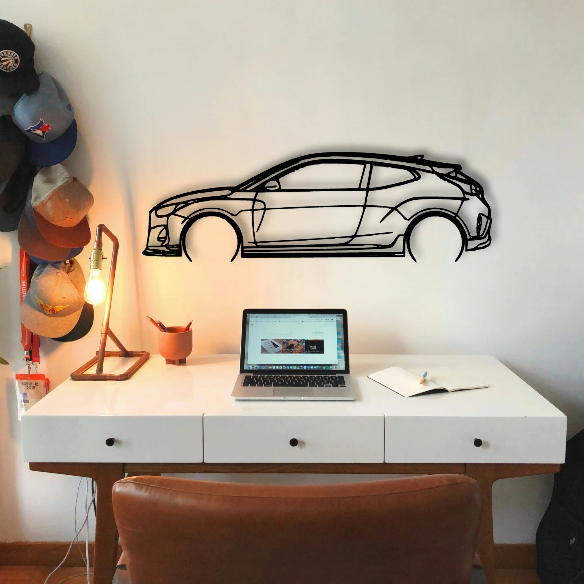 Veloster R 2020 Classic Silhouette Metal Wall Art - Tinvibe