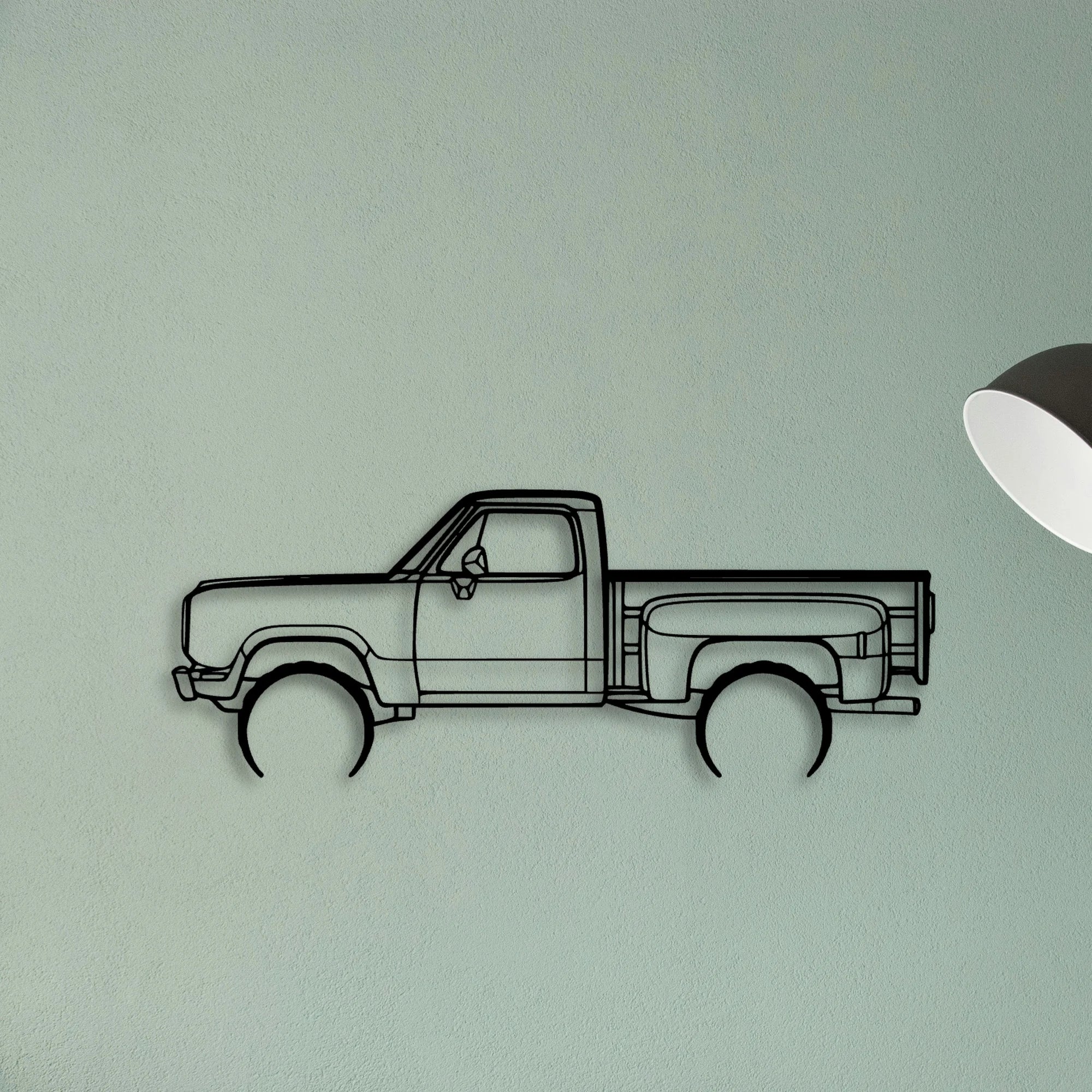W150 Stepside 1977 Classic Silhouette Metal Wall Art - Tinvibe