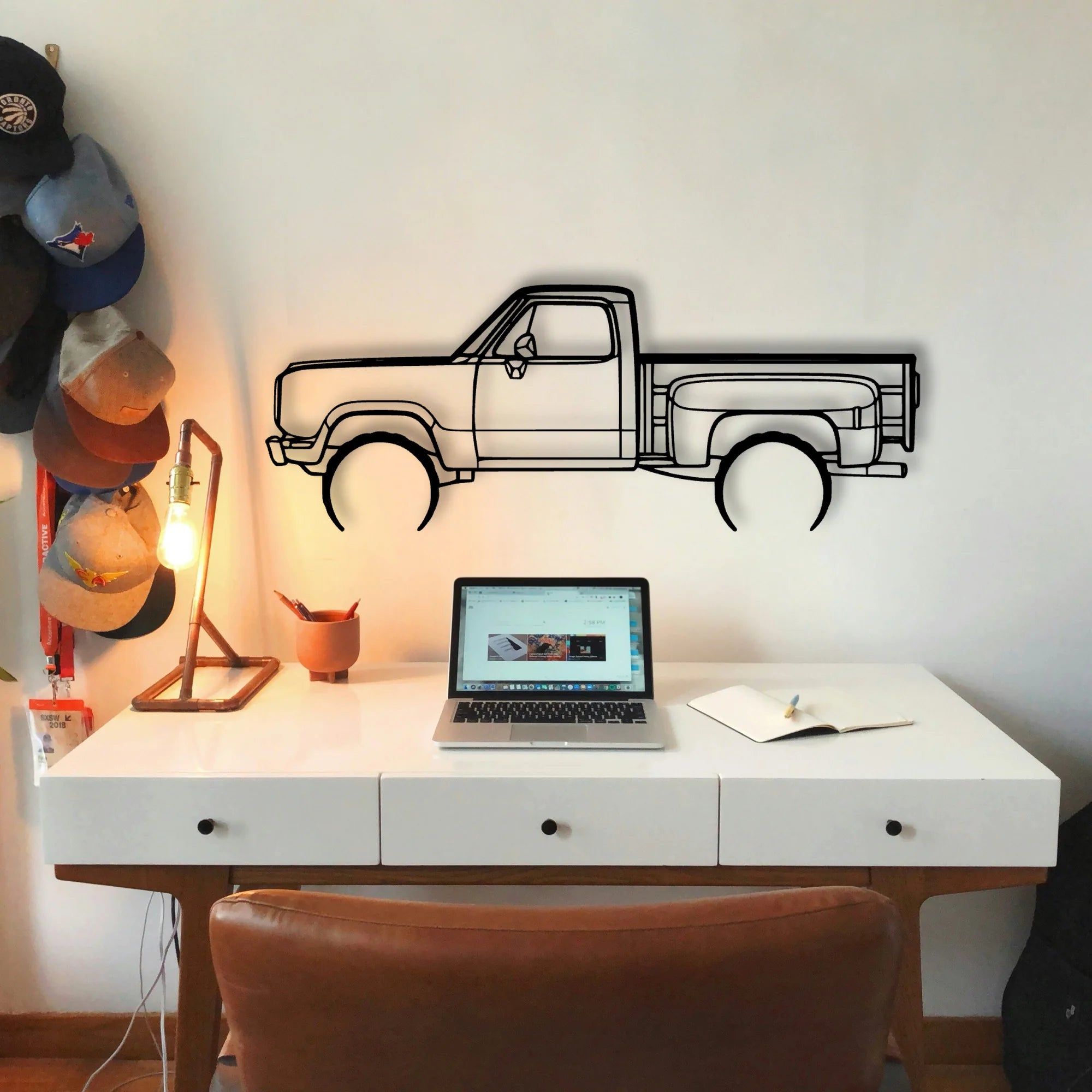 W150 Stepside 1977 Classic Silhouette Metal Wall Art - Tinvibe