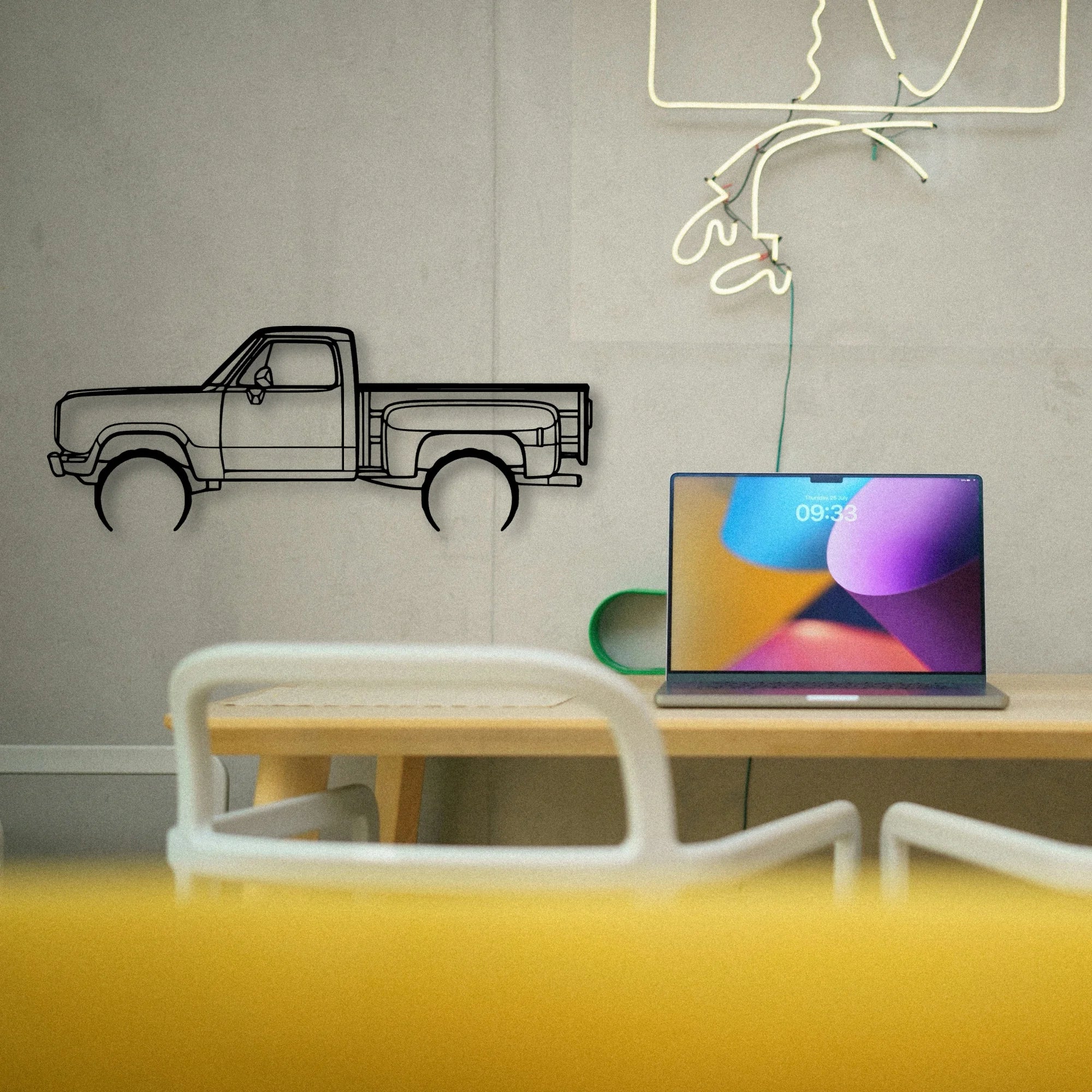 W150 Stepside 1977 Classic Silhouette Metal Wall Art - Tinvibe