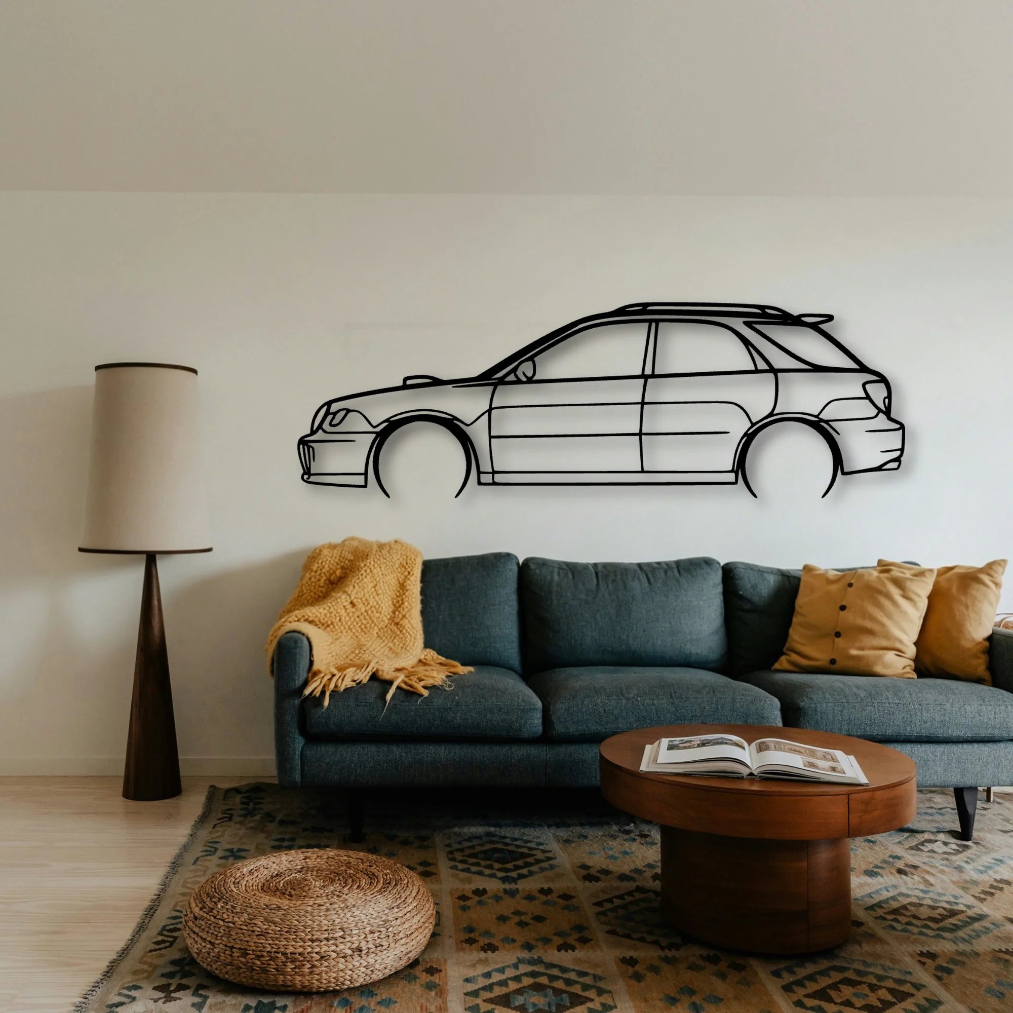 WRX STI 2002 Wagon Classic Silhouette Metal Wall Art - Tinvibe