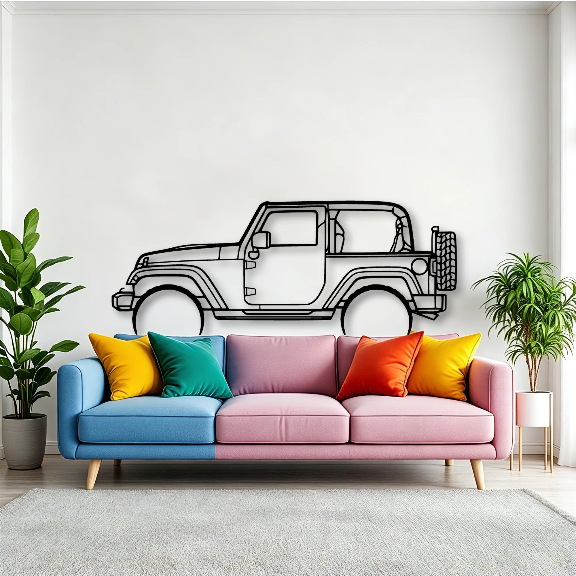 Wrangler 2 Door Classic Silhouette Metal Wall Art - Tinvibe