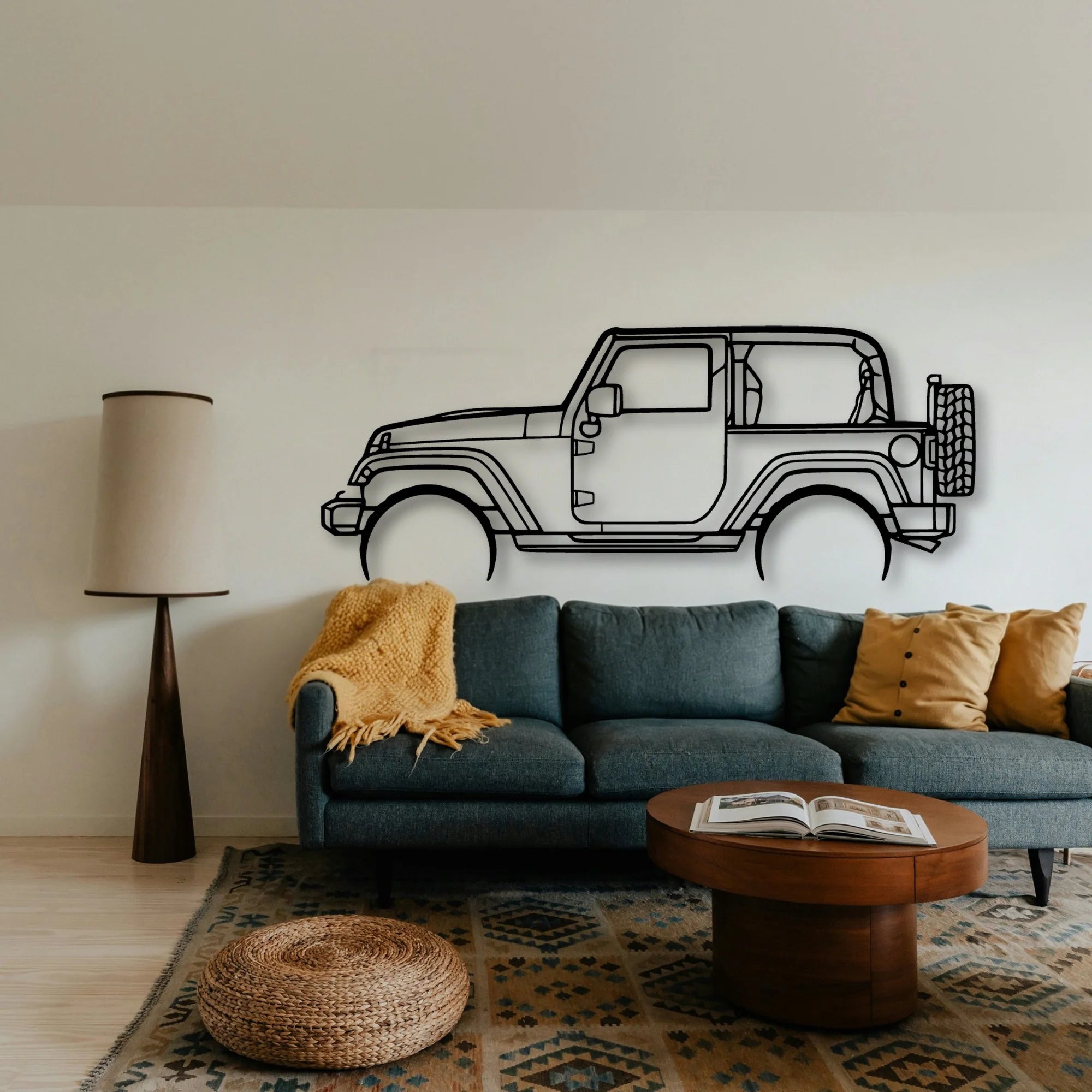 Wrangler 2 Door Classic Silhouette Metal Wall Art - Tinvibe