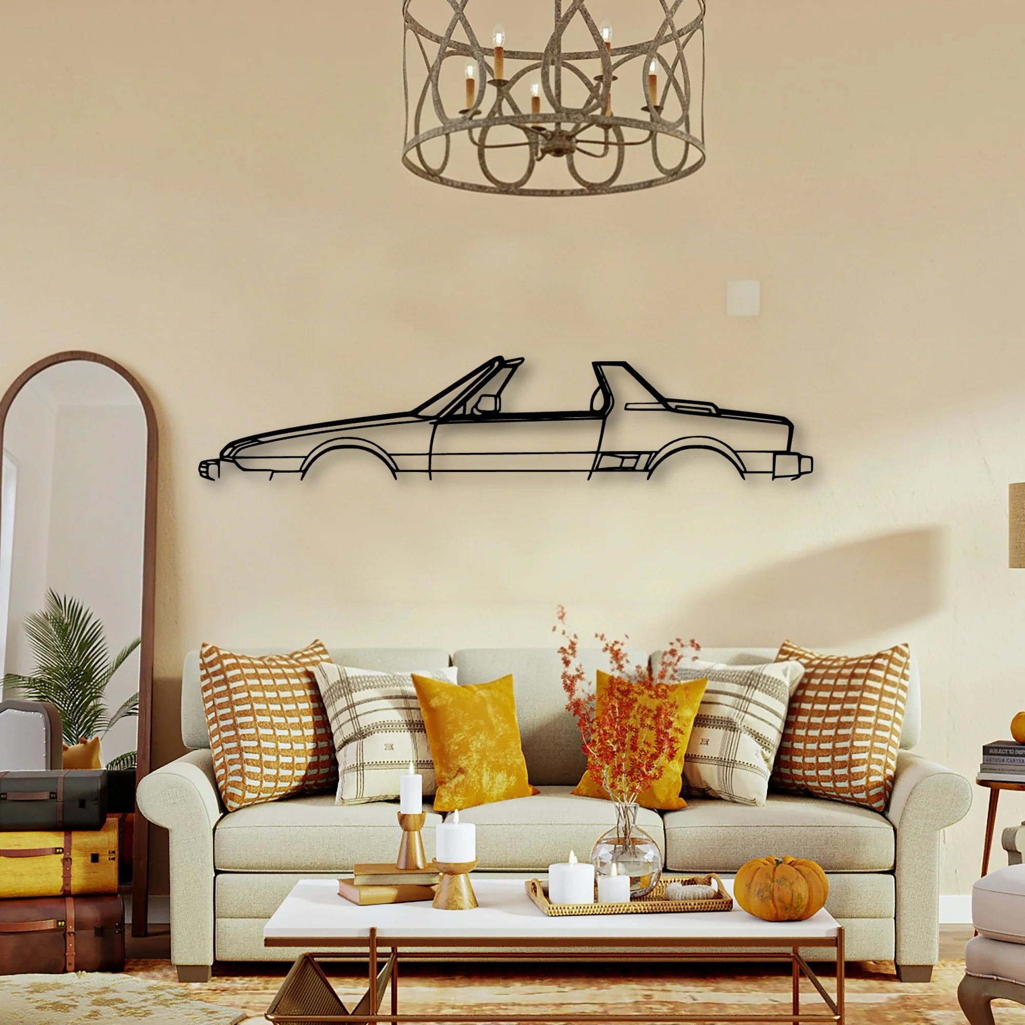 X1 9 Convertible 1980 Classic Silhouette Metal Wall Art - Tinvibe