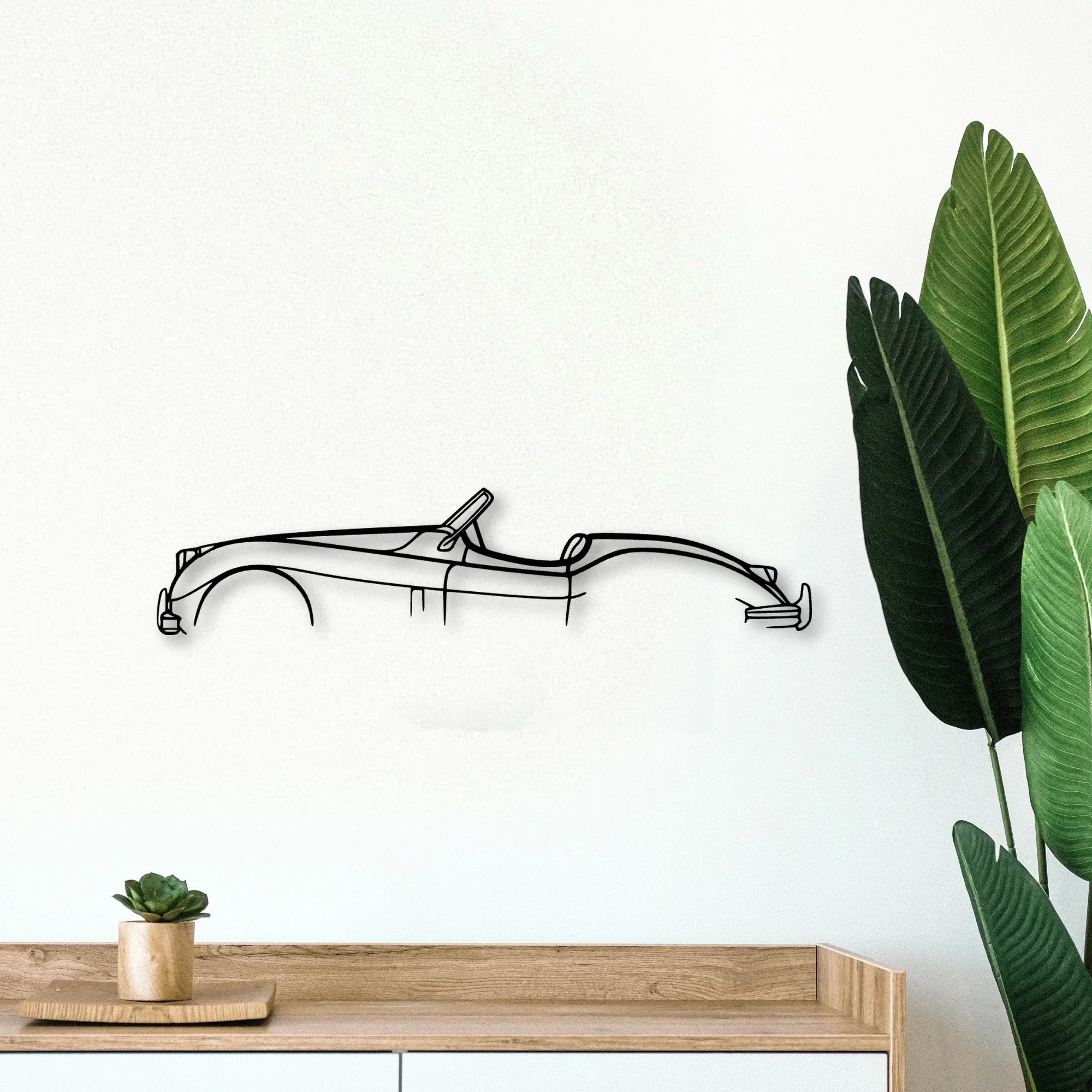 XK 140 Convertible Classic Silhouette Metal Wall Art - Tinvibe