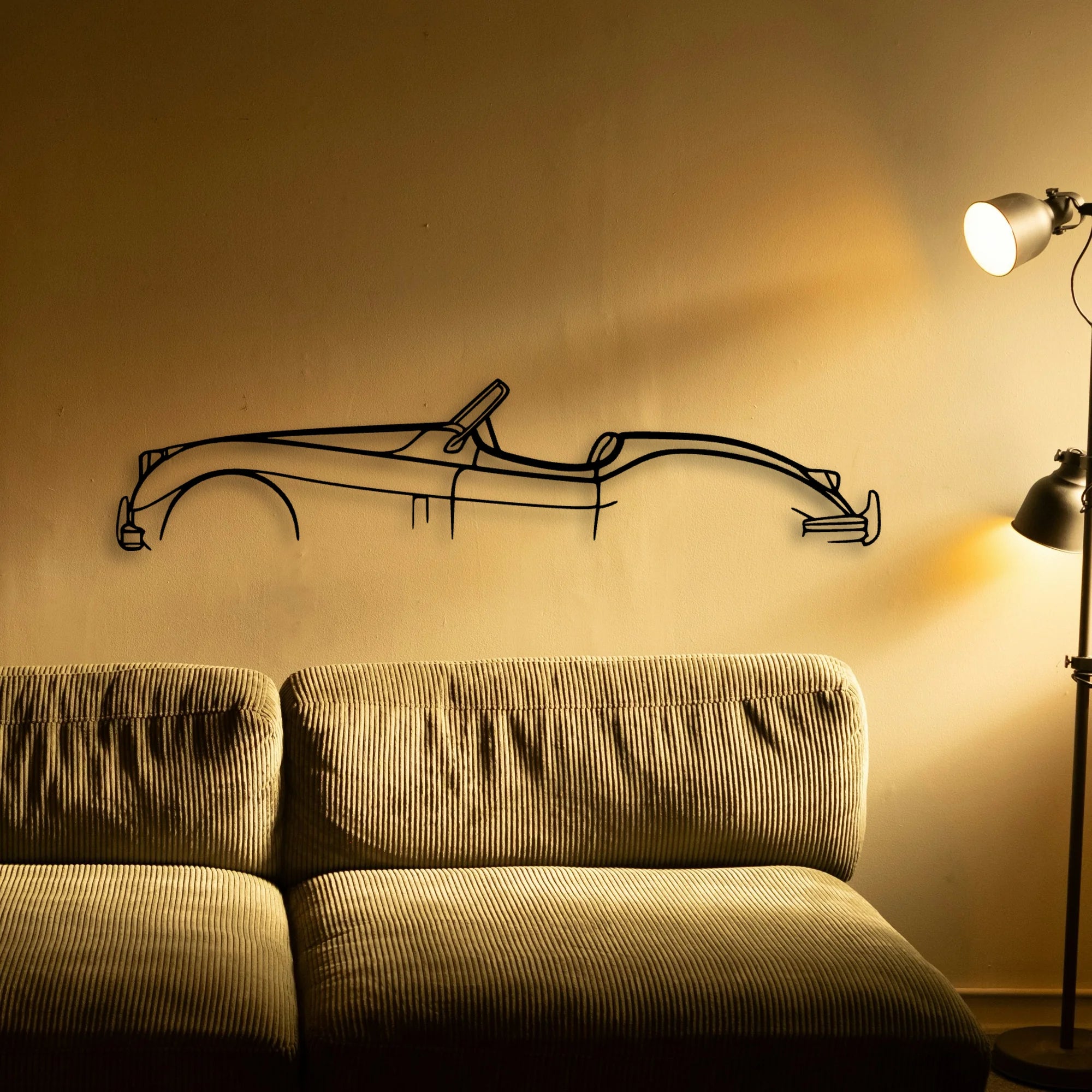 XK 140 Convertible Classic Silhouette Metal Wall Art - Tinvibe