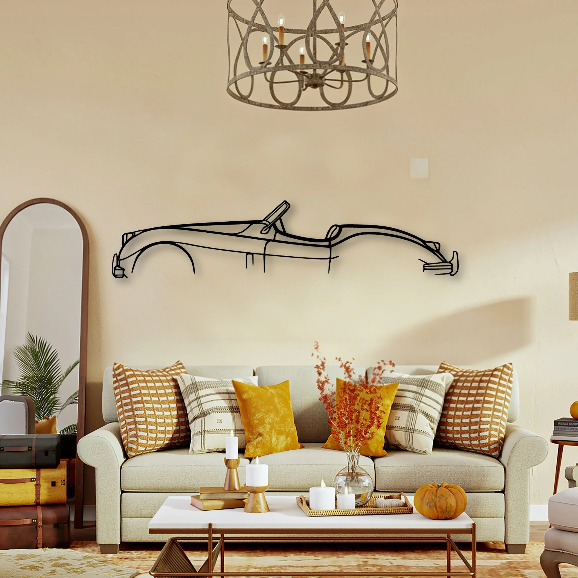 XK 140 Convertible Classic Silhouette Metal Wall Art - Tinvibe