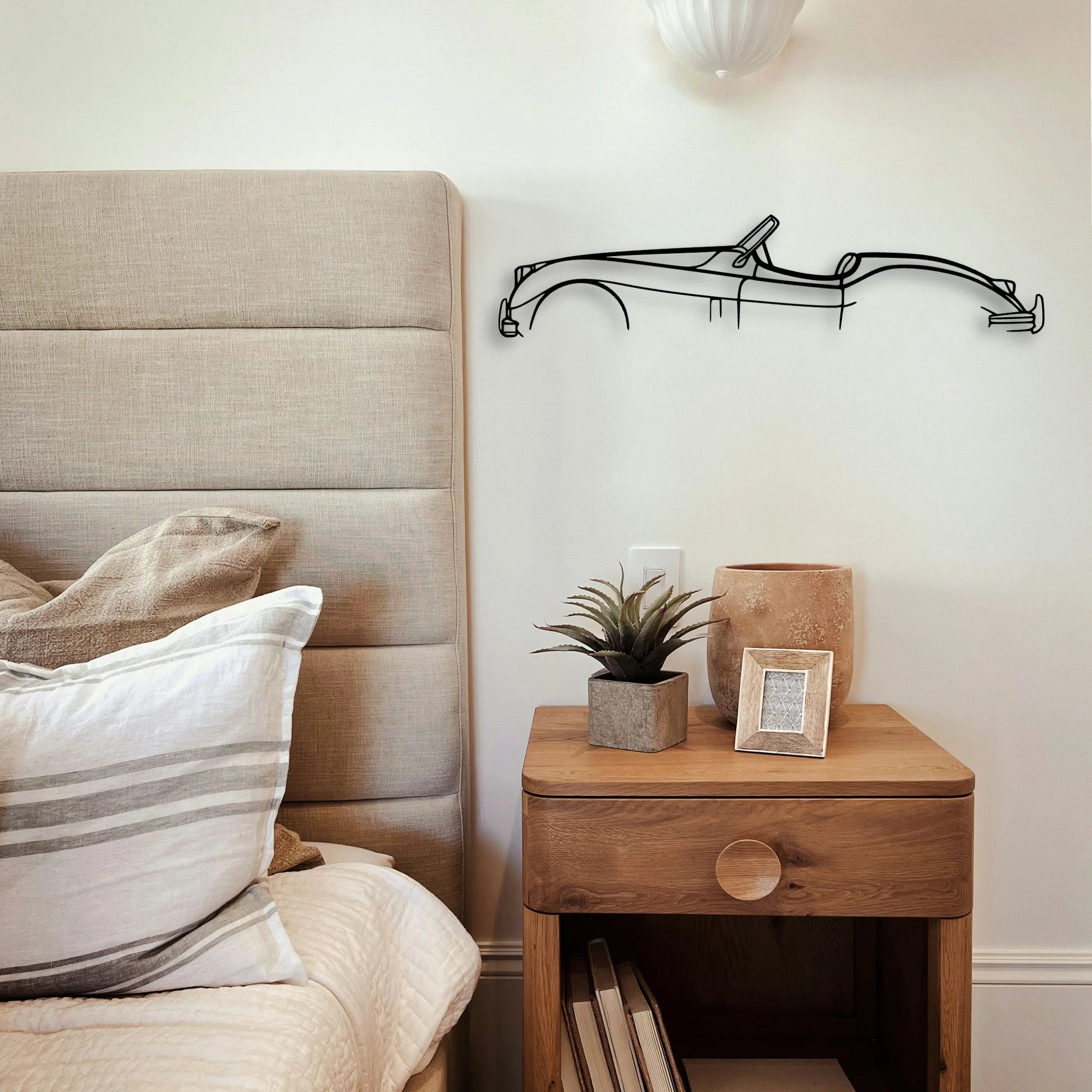 XK 140 Convertible Classic Silhouette Metal Wall Art - Tinvibe