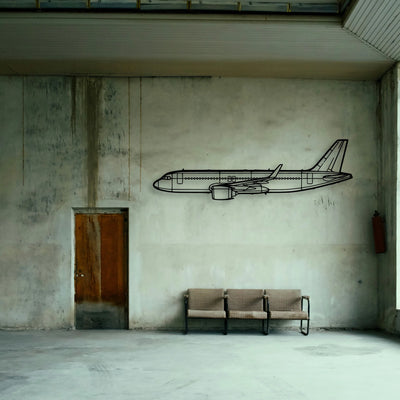 A320NEO 2 Classic Aircraft Silhouette Metal Wall Art - Tinvibe
