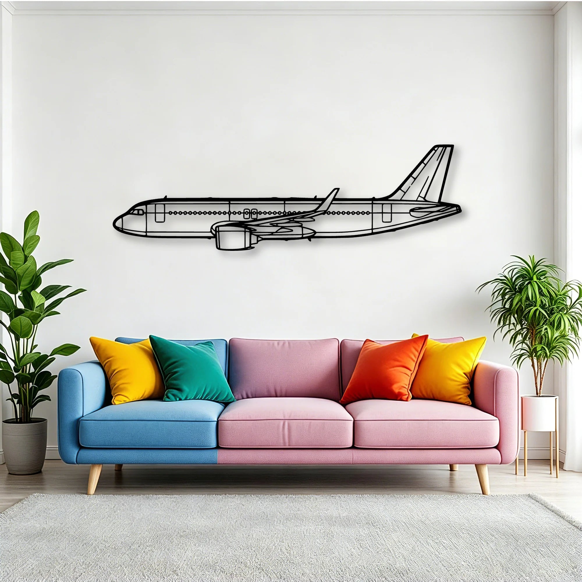 A320NEO 2 Classic Aircraft Silhouette Metal Wall Art - Tinvibe
