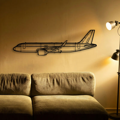 A320NEO 2 Classic Aircraft Silhouette Metal Wall Art - Tinvibe