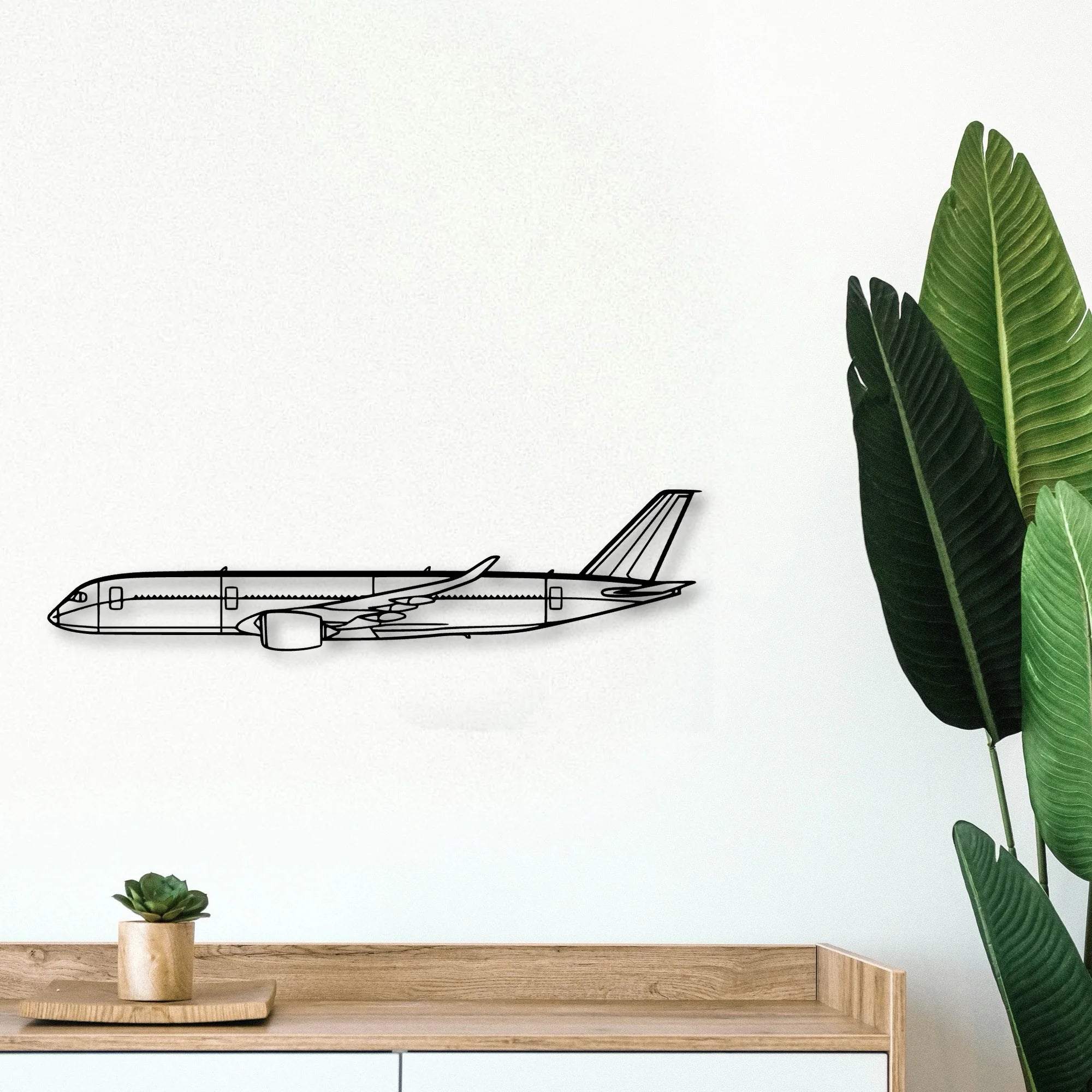 A350 2 Classic Aircraft Silhouette Metal Wall Art - Tinvibe