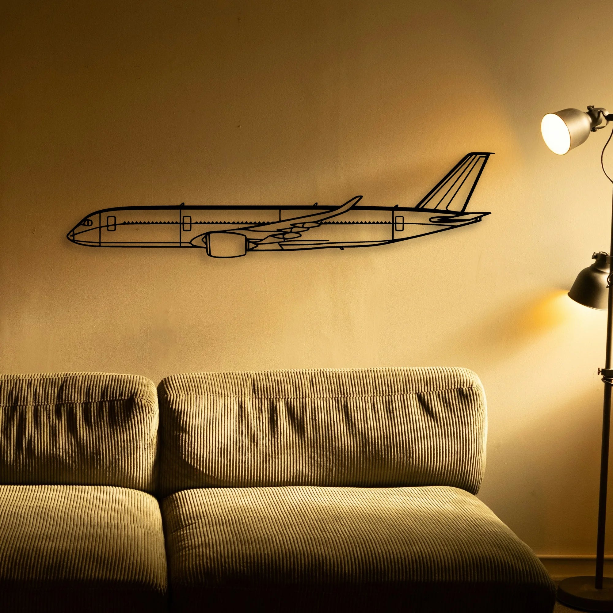 A350 2 Classic Aircraft Silhouette Metal Wall Art - Tinvibe