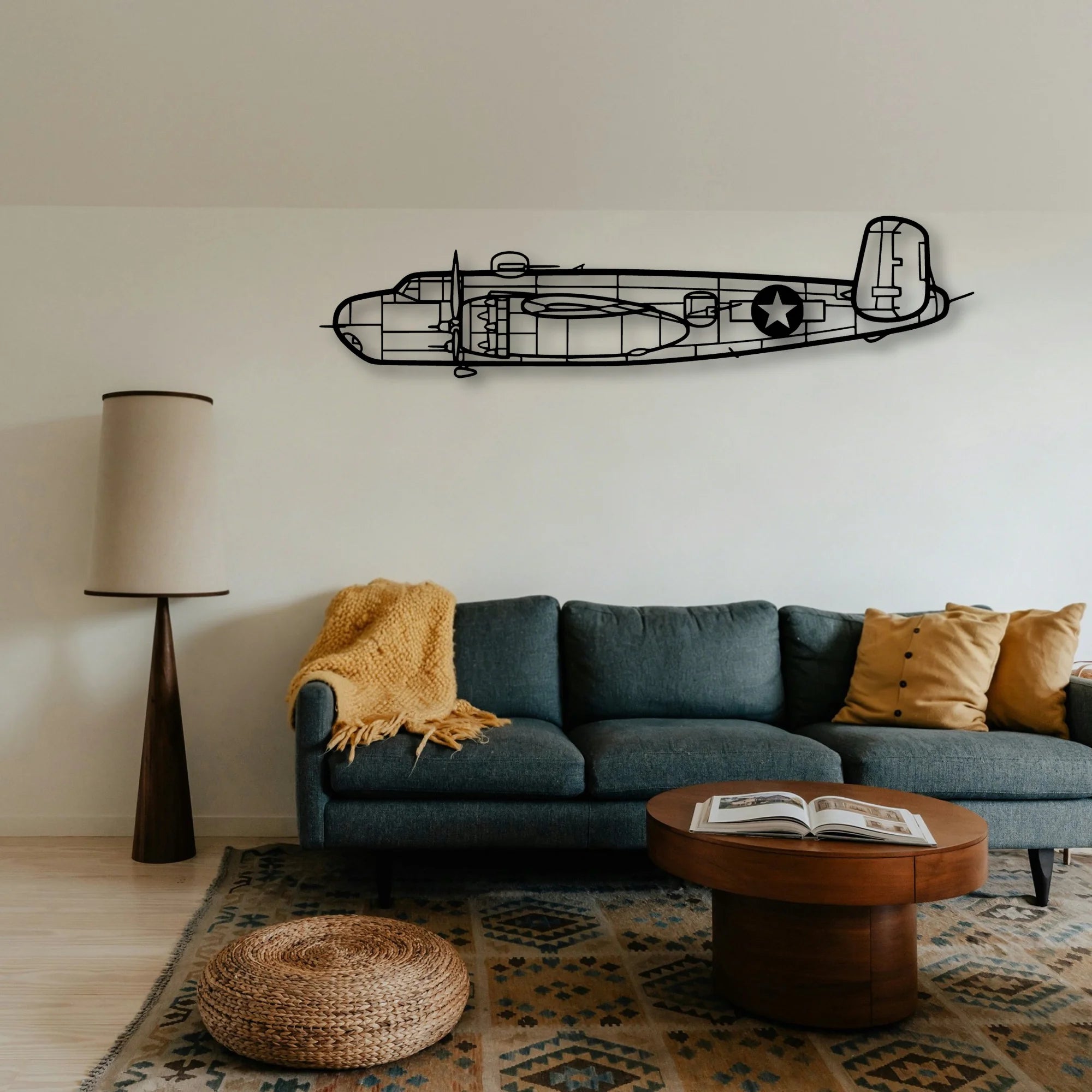 B 25H 2 Classic Aircraft Silhouette Metal Wall Art - Tinvibe