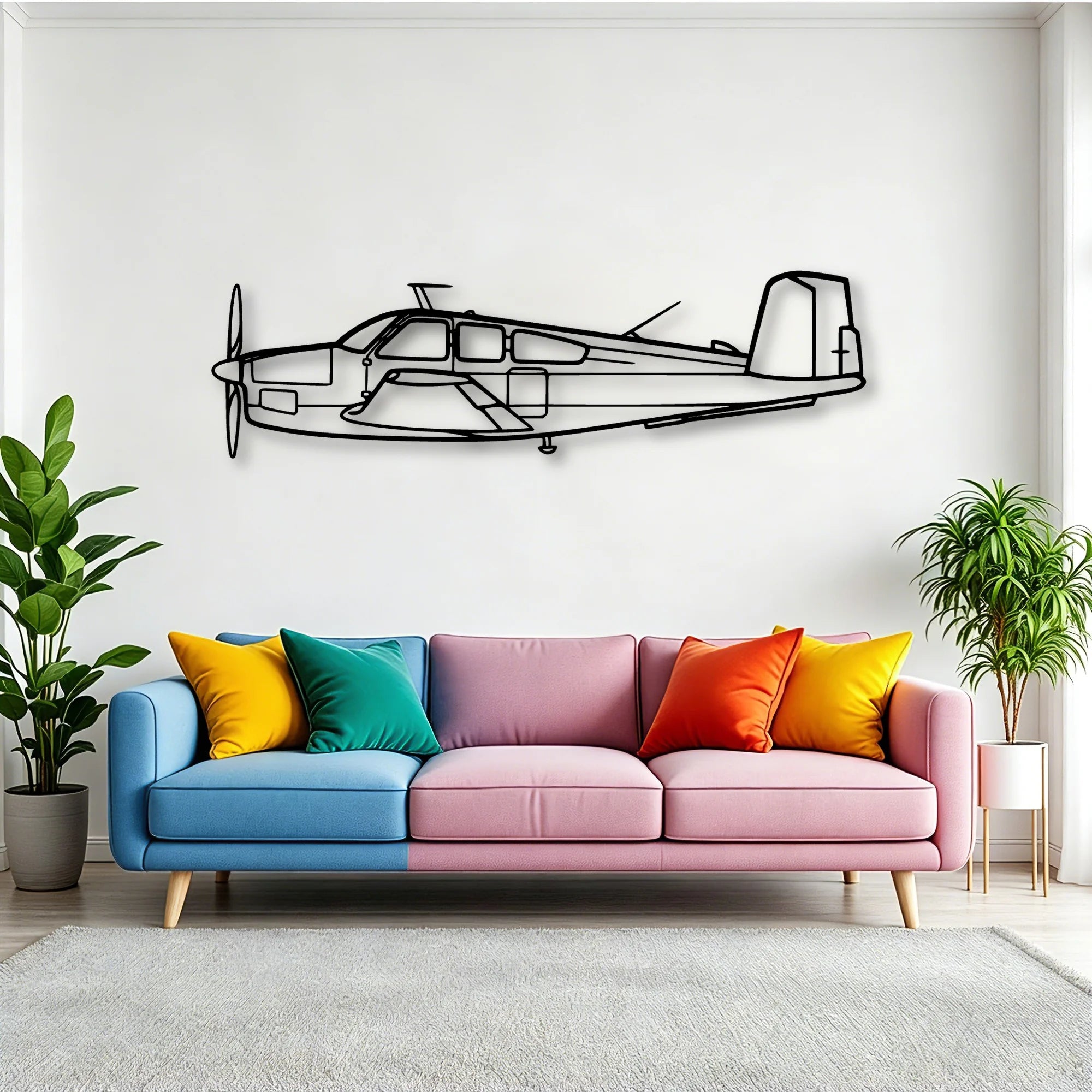 Beechcraft V35 Classic Aircraft Silhouette Metal Wall Art - Tinvibe
