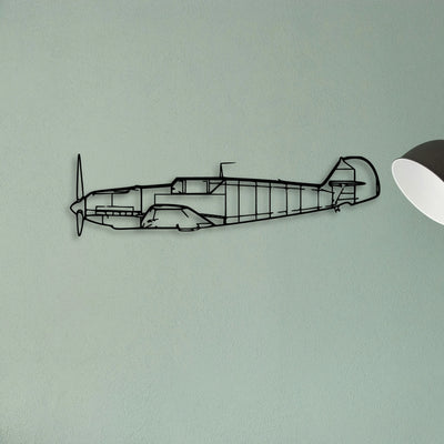 BF109 2 Classic Aircraft Silhouette Metal Wall Art - Tinvibe