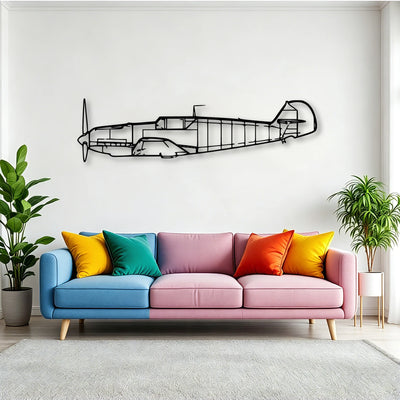 BF109 2 Classic Aircraft Silhouette Metal Wall Art - Tinvibe