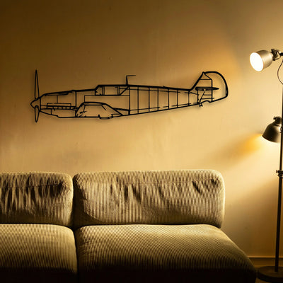 BF109 2 Classic Aircraft Silhouette Metal Wall Art - Tinvibe