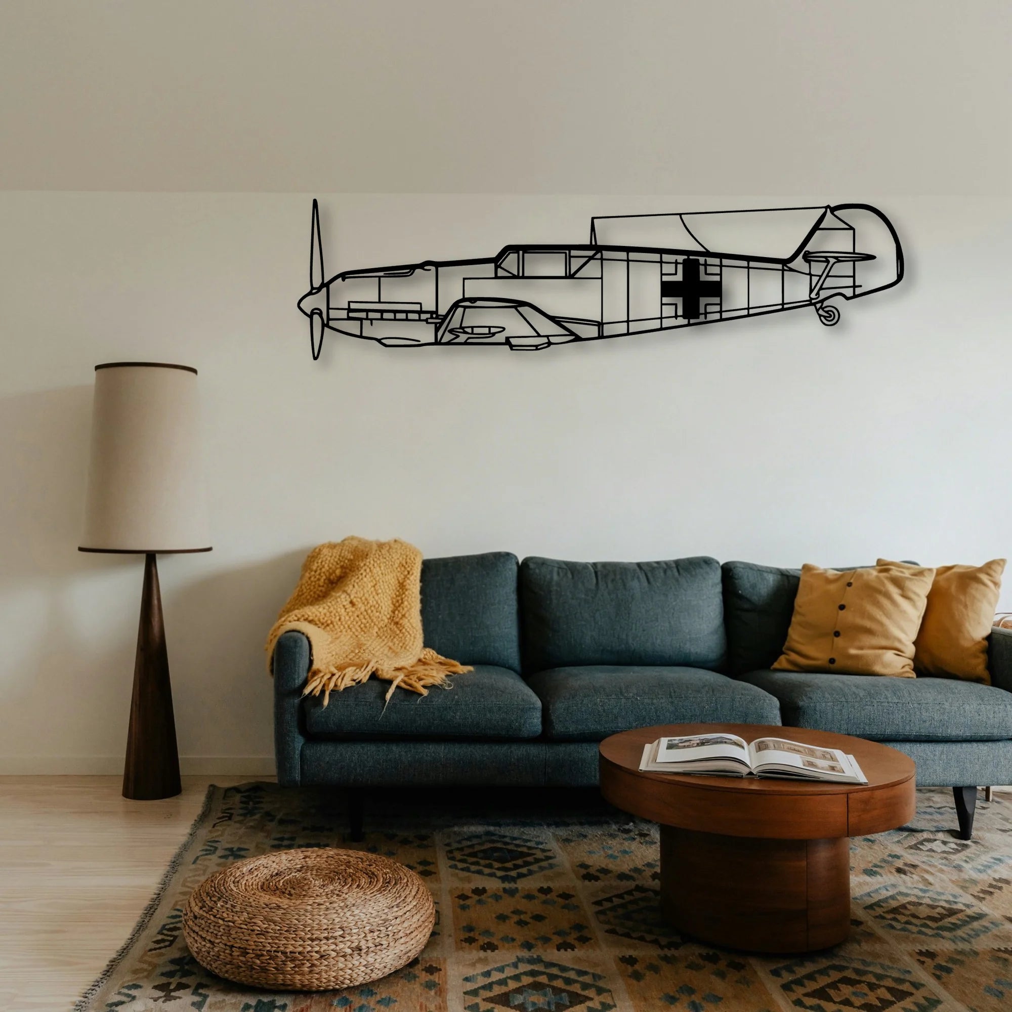 BF109 3 Classic Aircraft Silhouette Metal Wall Art - Tinvibe