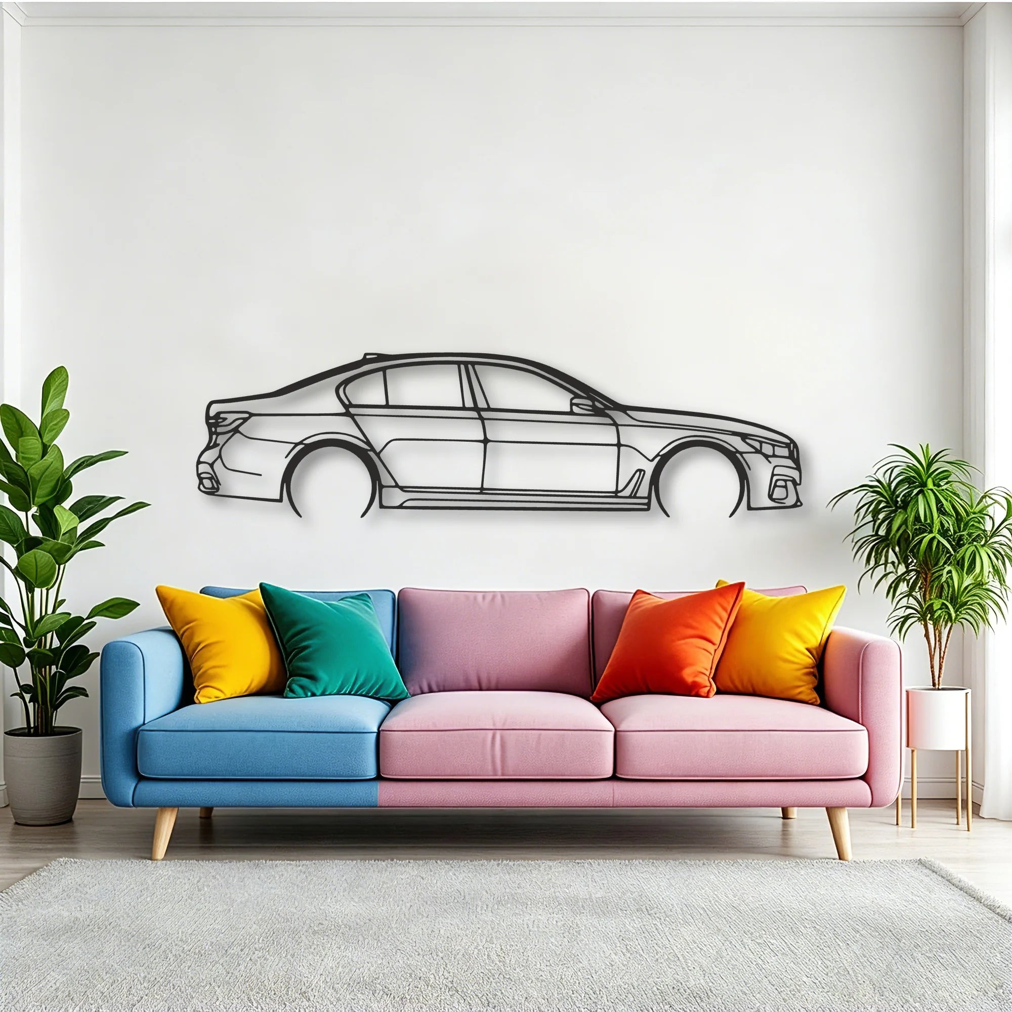 BMW 750i Classic Silhouette Metal Wall Art - Tinvibe