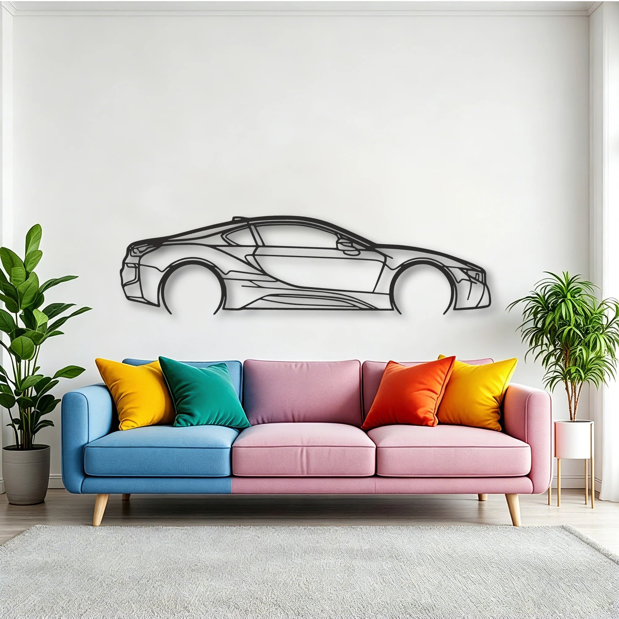 BMW I8 Classic Silhouette Metal Wall Art - Tinvibe