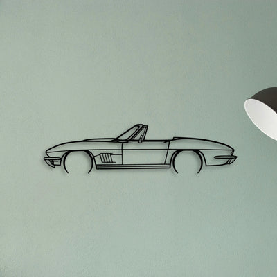 C2 Convertible 1967 Classic Silhouette Metal Wall Art - Tinvibe