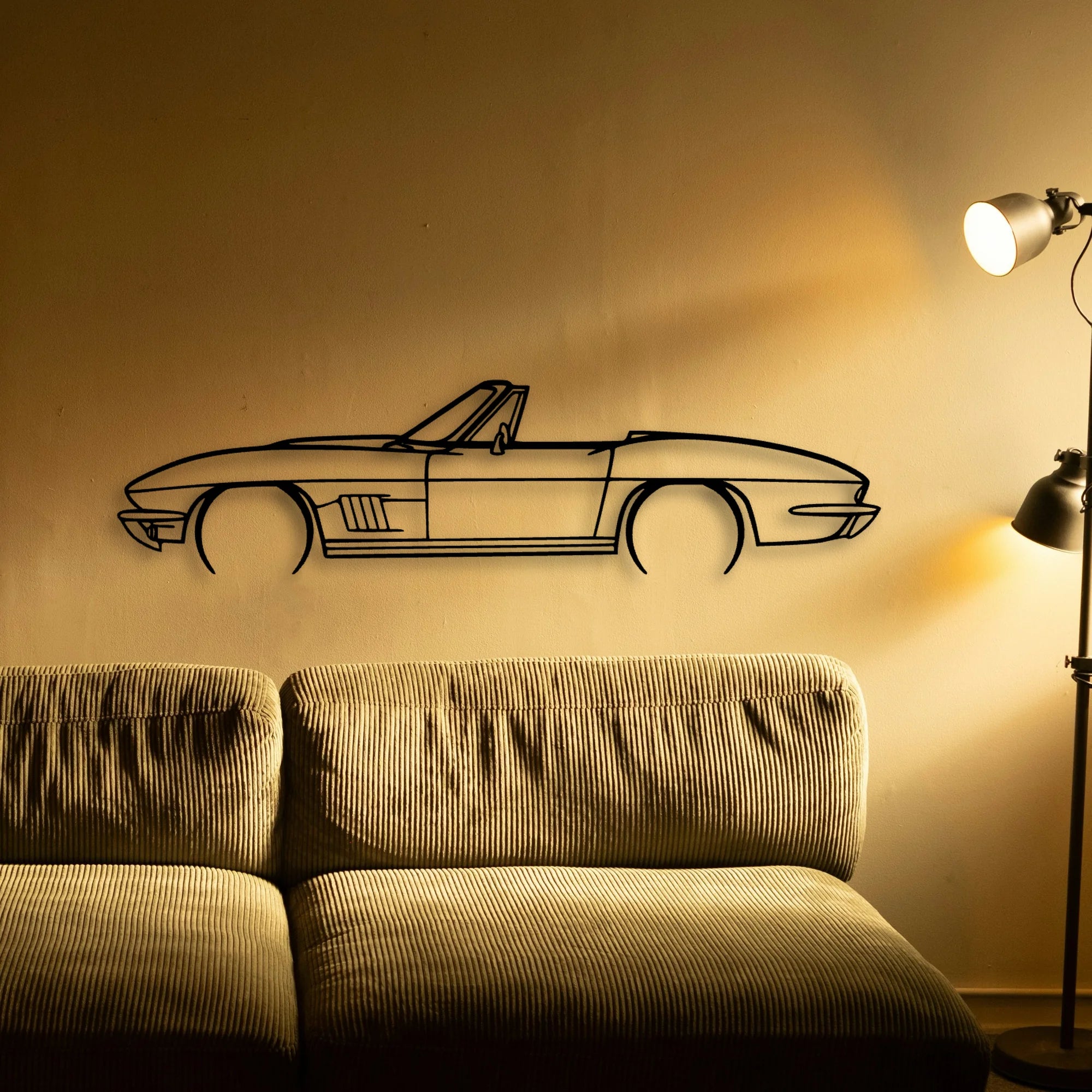 C2 Convertible 1967 Classic Silhouette Metal Wall Art - Tinvibe