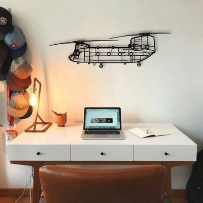 Chinook Ch 47 Classic Aircraft Silhouette Metal Wall Art - Tinvibe