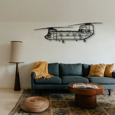 Chinook Ch 47 Classic Aircraft Silhouette Metal Wall Art - Tinvibe