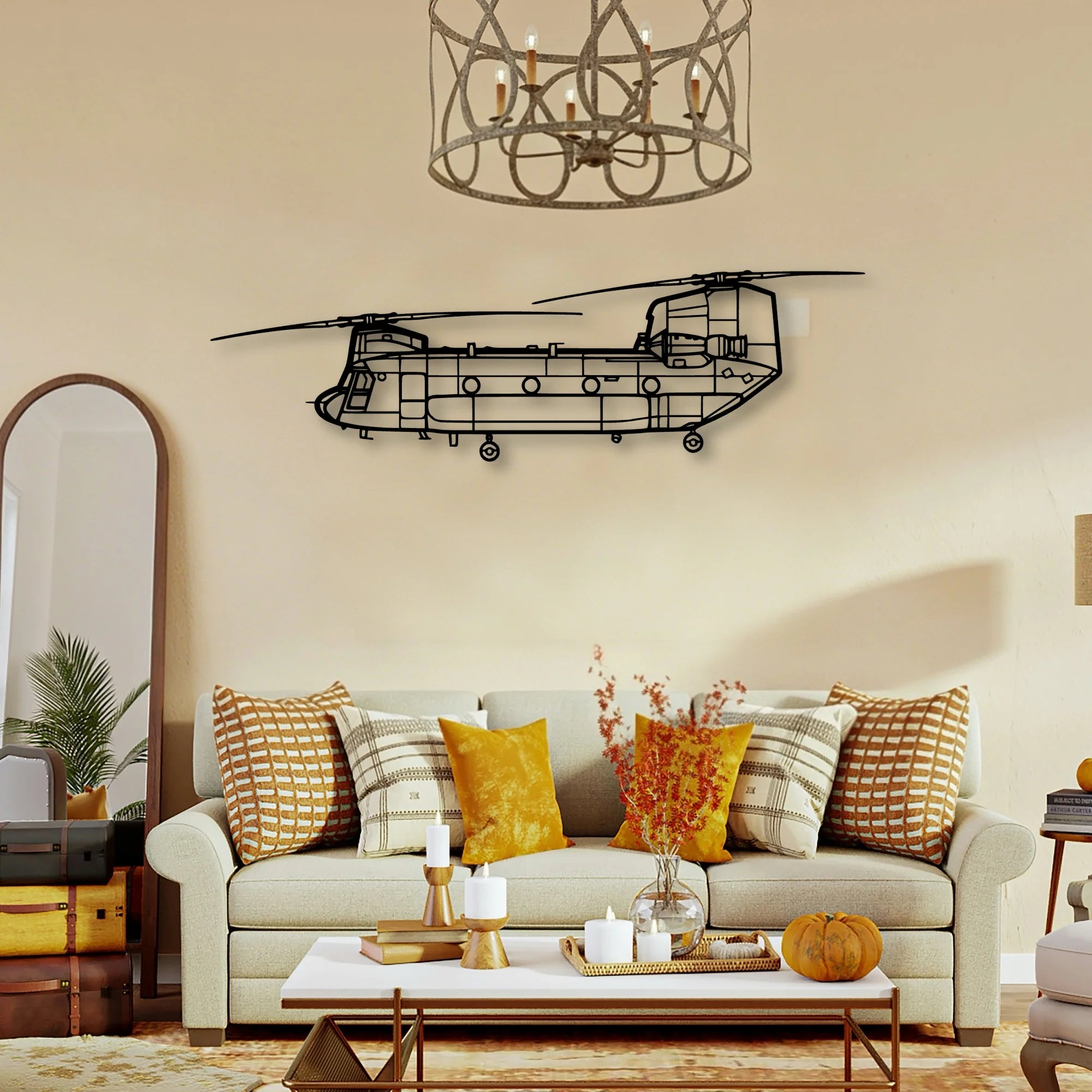 Chinook Ch 47 Classic Aircraft Silhouette Metal Wall Art - Tinvibe