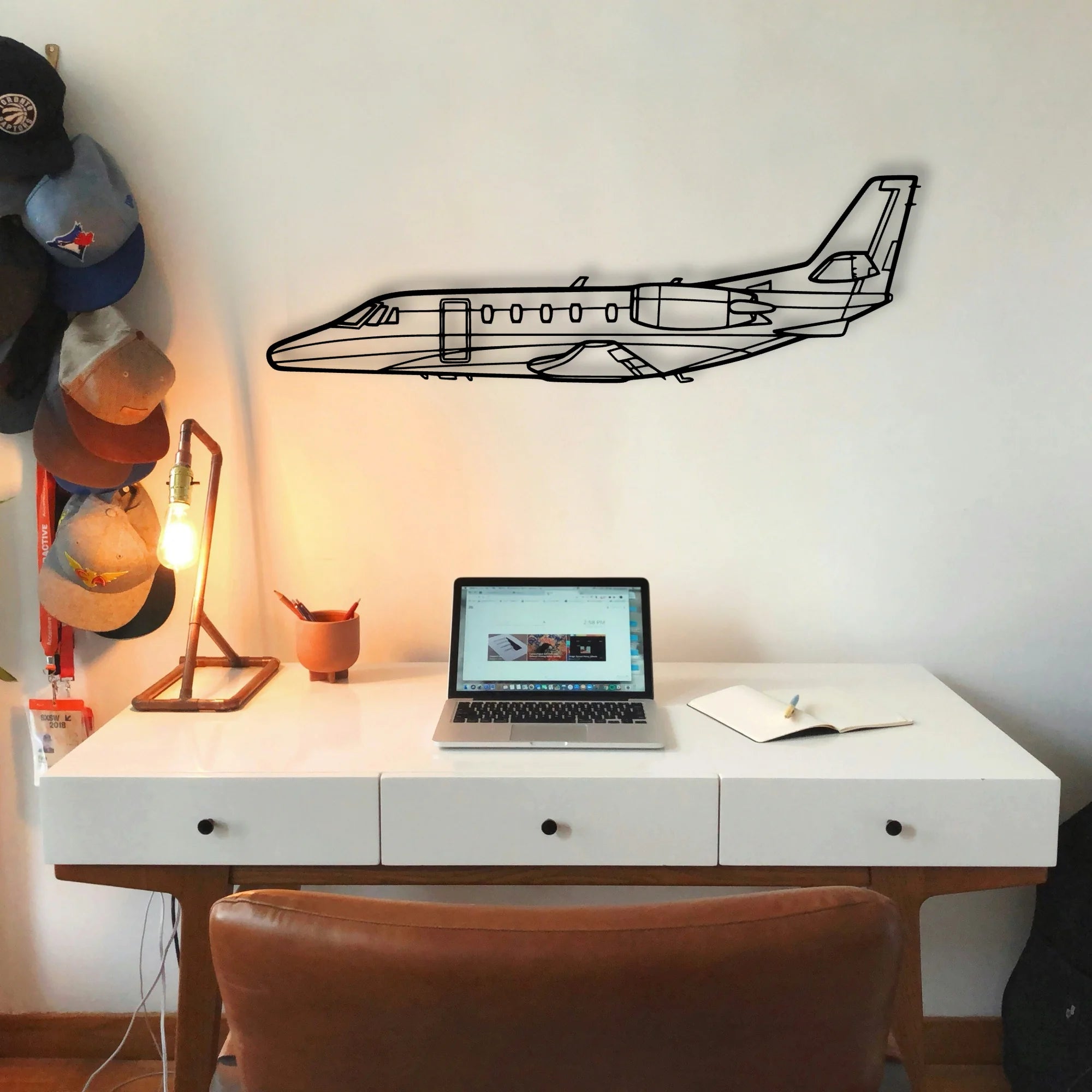 Citation Ii 2 Classic Aircraft Silhouette Metal Wall Art - Tinvibe