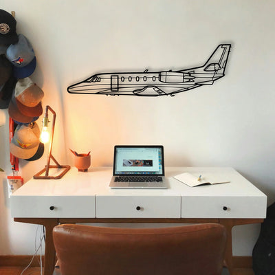 Citation Ii 2 Classic Aircraft Silhouette Metal Wall Art - Tinvibe