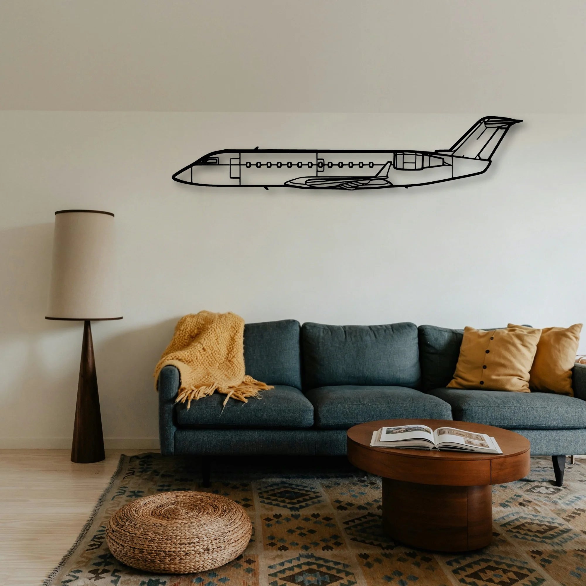 CRJ200 Classic Aircraft Silhouette Metal Wall Art - Tinvibe