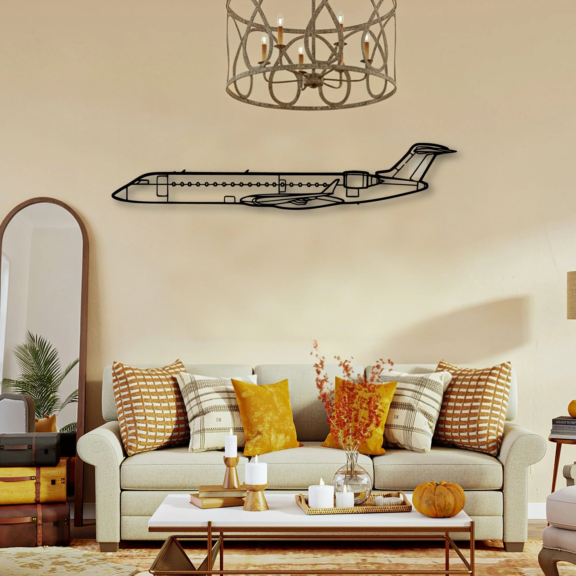 CRJ700 2 Classic Aircraft Silhouette Metal Wall Art - Tinvibe
