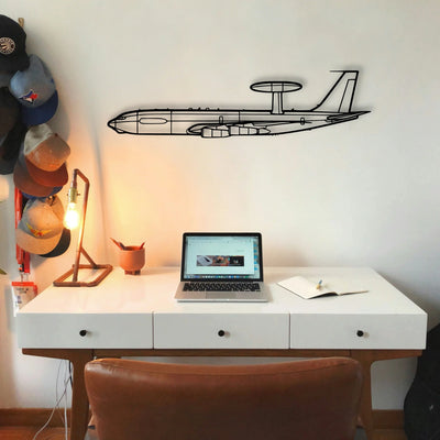 E 3C Sentry Classic Aircraft Silhouette Metal Wall Art - Tinvibe