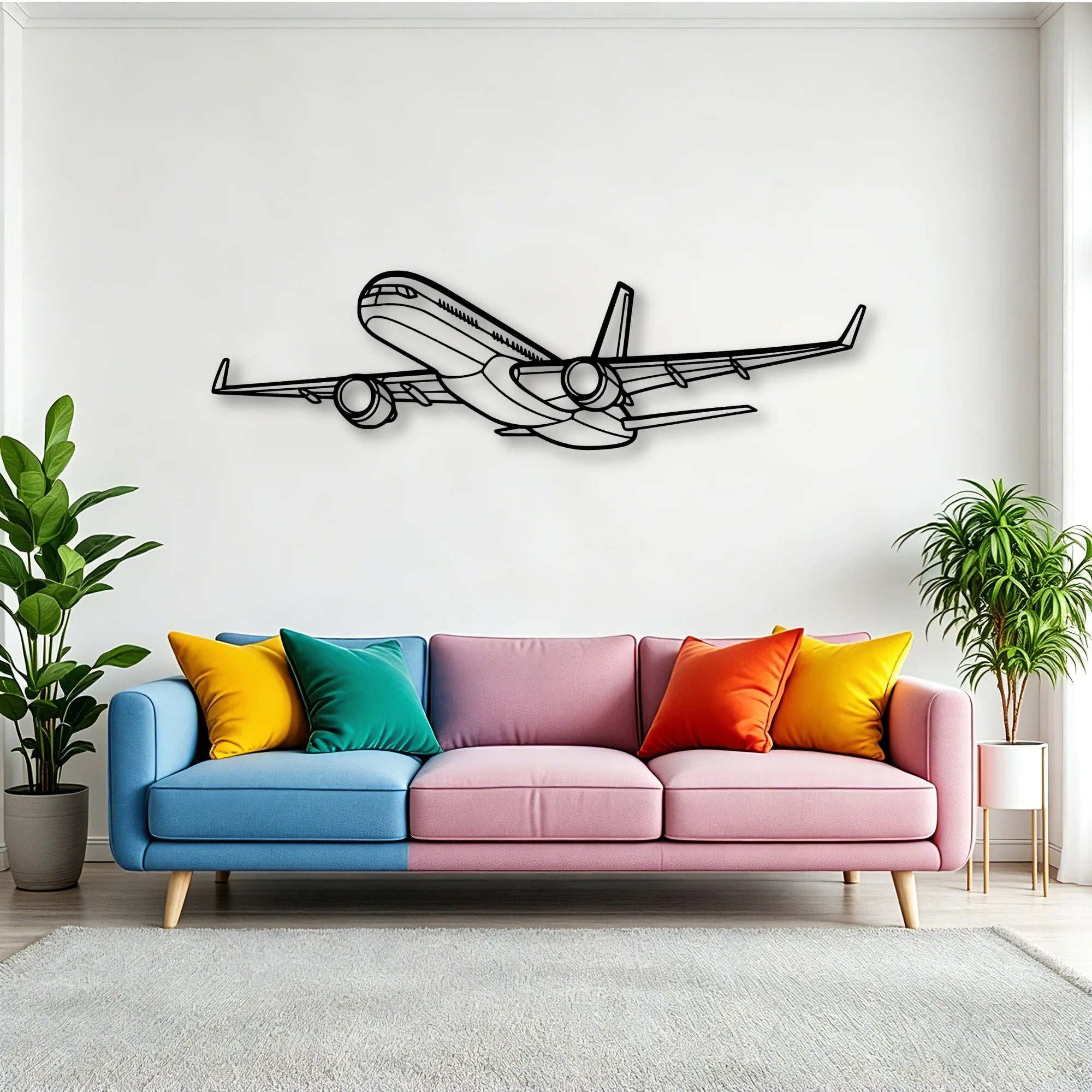 E175 Classic Aircraft Silhouette Metal Wall Art - Tinvibe