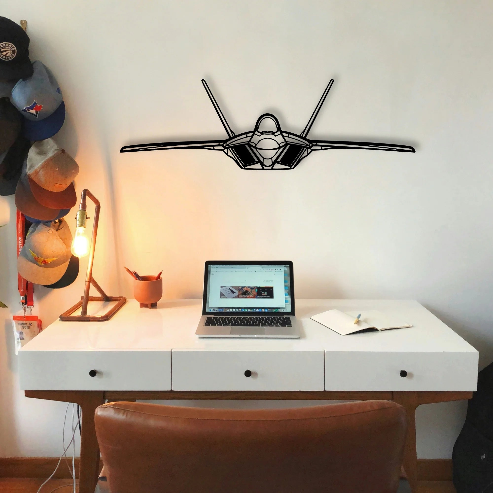 F 22 Raptor 2 Classic Aircraft Silhouette Metal Wall Art - Tinvibe